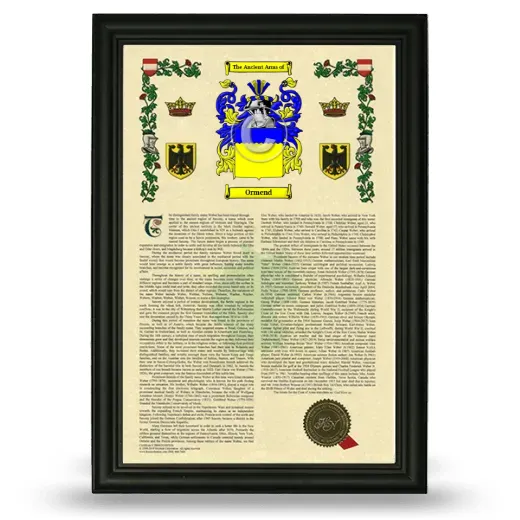 Ormend Armorial History Framed - Black