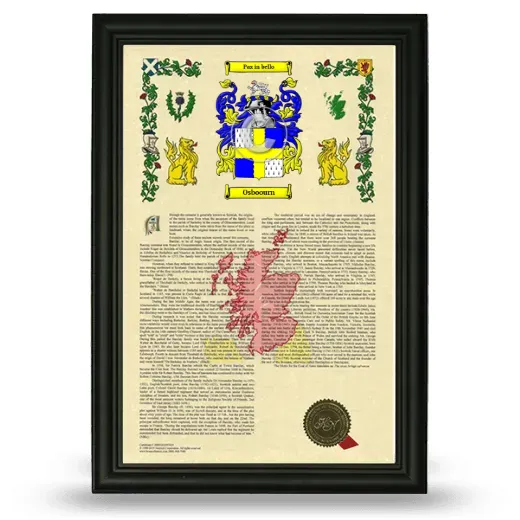Osboourn Armorial History Framed - Black