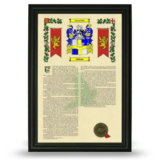 Osborn Armorial History Framed - Black
