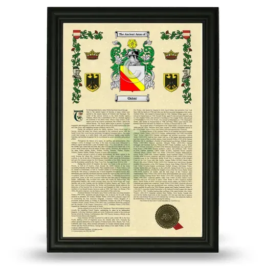 Oster Armorial History Framed - Black