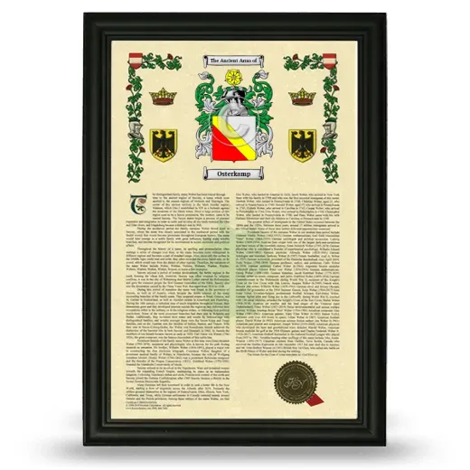 Osterkamp Armorial History Framed - Black