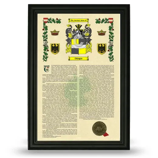 Otinger Armorial History Framed - Black