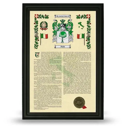 Pacis Armorial History Framed - Black