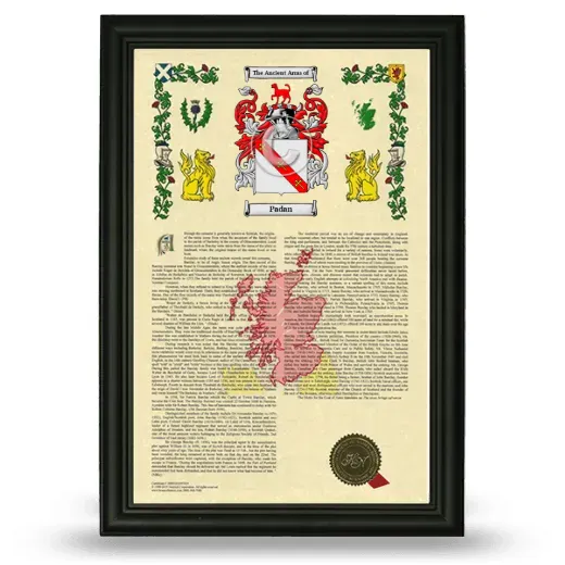 Padan Armorial History Framed - Black