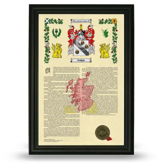 Padgin Armorial History Framed - Black