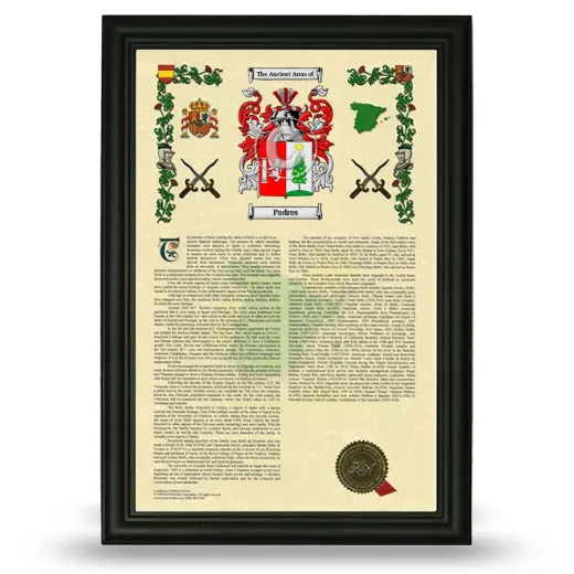 Padros Armorial History Framed - Black