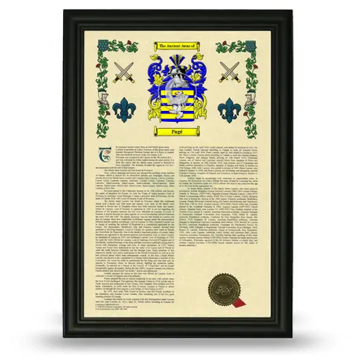 Pagé Armorial History Framed - Black