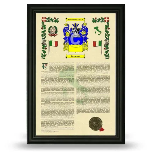 Paganoni Armorial History Framed - Black