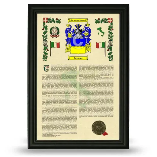 Paganos Armorial History Framed - Black