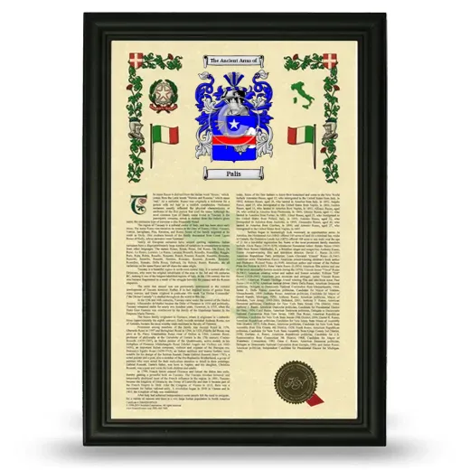 Palis Armorial History Framed - Black