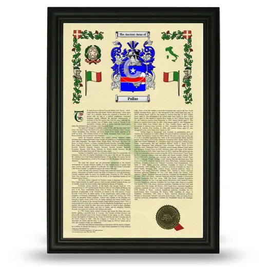 Pallas Armorial History Framed - Black
