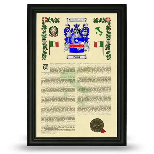 Pallini Armorial History Framed - Black