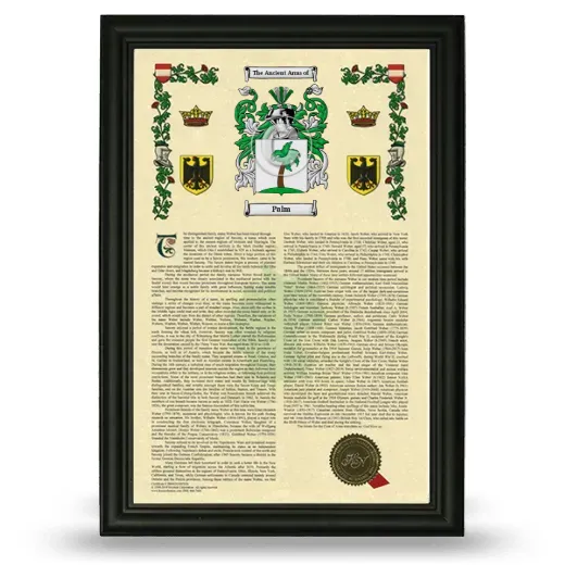 Palm Armorial History Framed - Black