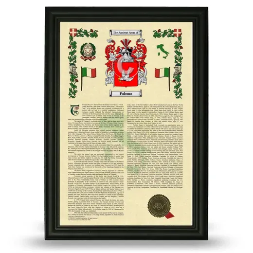Paloma Armorial History Framed - Black