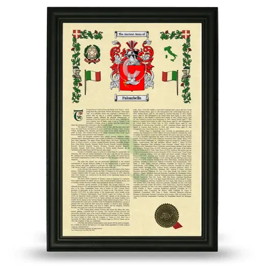 Palombella Armorial History Framed - Black