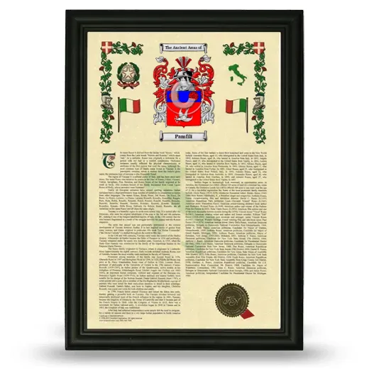 Pamfili Armorial History Framed - Black