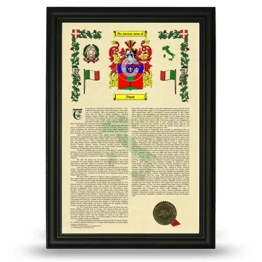Pane Armorial History Framed - Black
