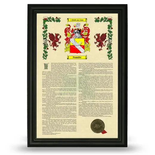 Pannifer Armorial History Framed - Black