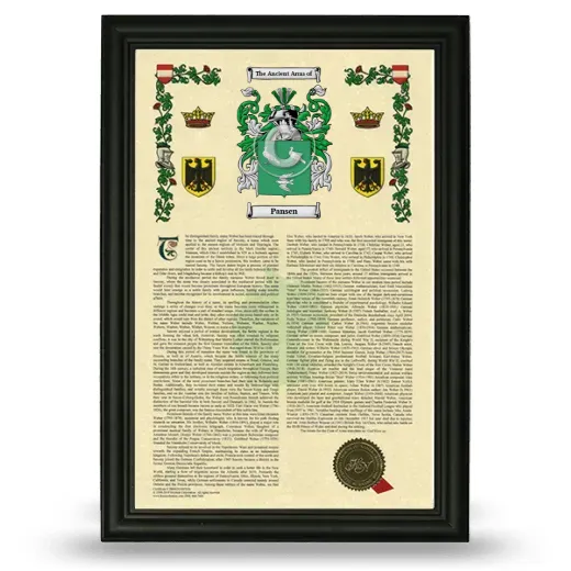 Pansen Armorial History Framed - Black