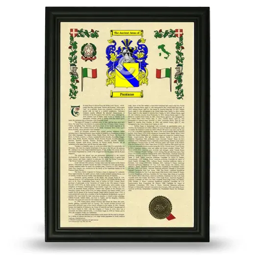 Pantano Armorial History Framed - Black