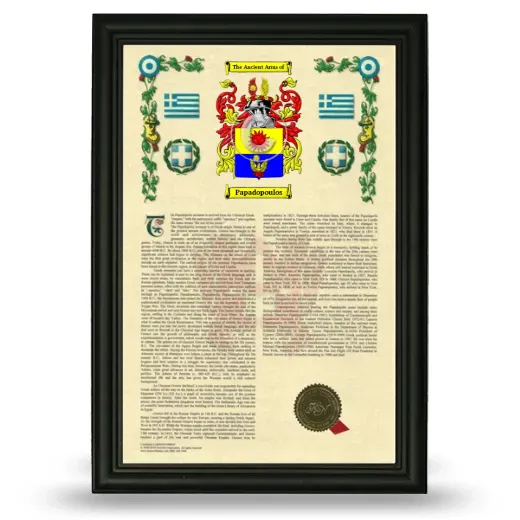 Papadopoulos Armorial History Framed - Black