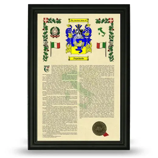 Papalardo Armorial History Framed - Black