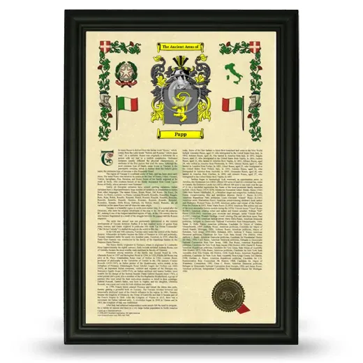 Papp Armorial History Framed - Black