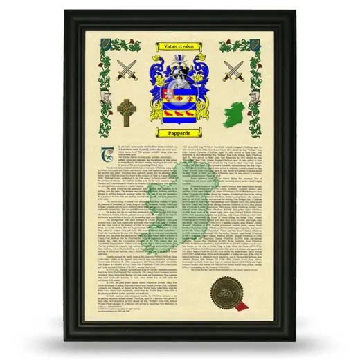 Papparde Armorial History Framed - Black