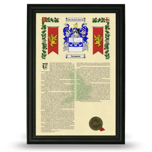 Paramore Armorial History Framed - Black