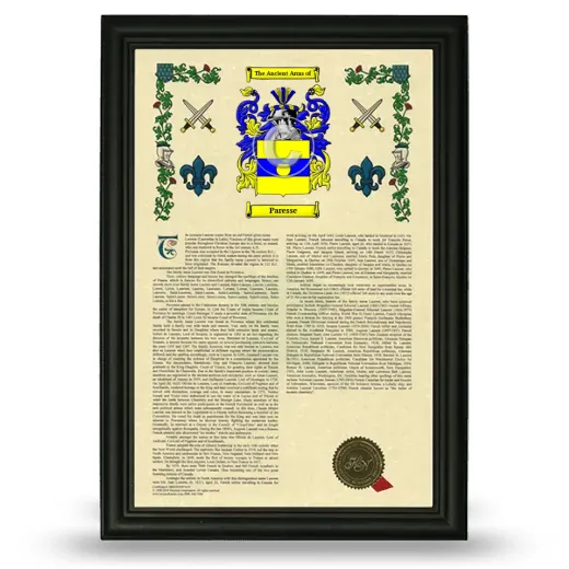 Paresse Armorial History Framed - Black