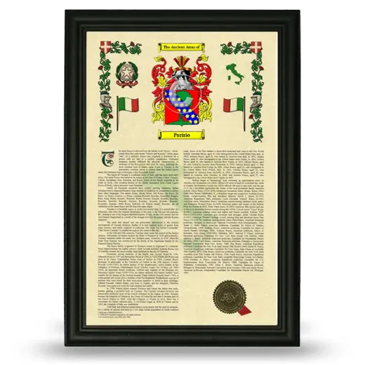 Parisio Armorial History Framed - Black