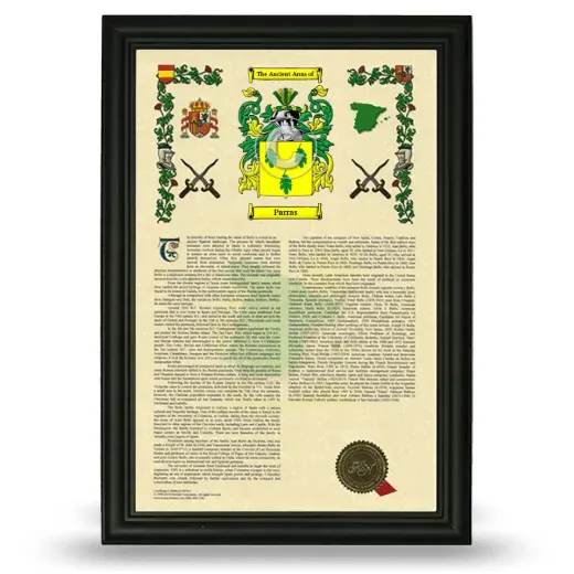 Parras Armorial History Framed - Black