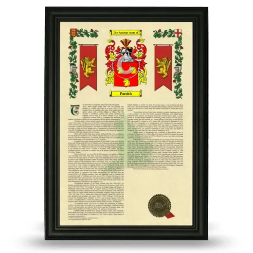 Parrish Armorial History Framed - Black