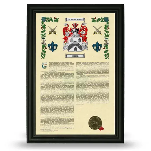 Parron Armorial History Framed - Black