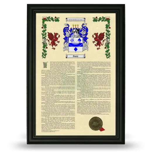 Parry Armorial History Framed - Black