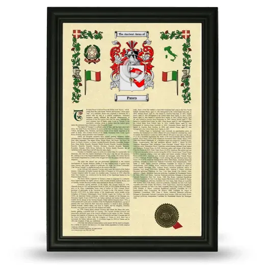 Pasco Armorial History Framed - Black