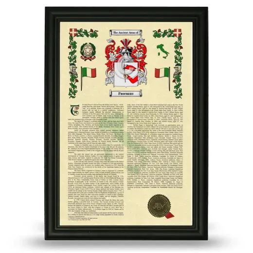 Pascuzzo Armorial History Framed - Black