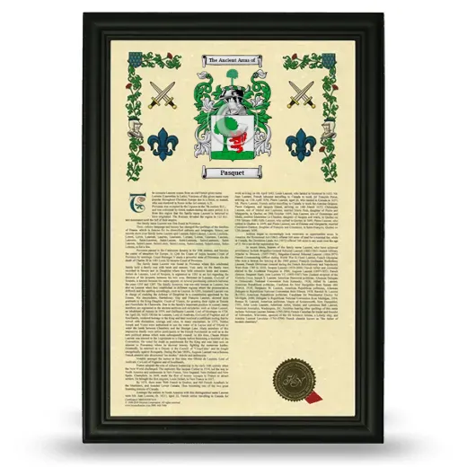 Pasquet Armorial History Framed - Black