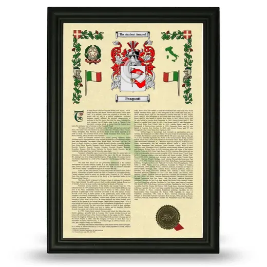 Pasquoti Armorial History Framed - Black