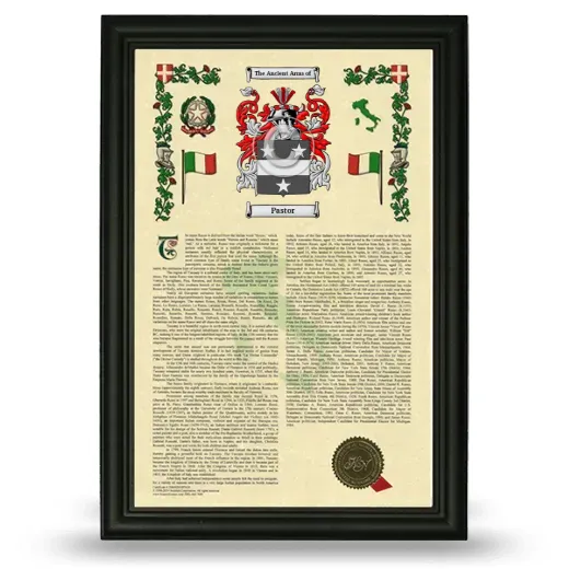 Pastor Armorial History Framed - Black