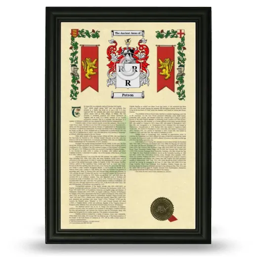 Patson Armorial History Framed - Black