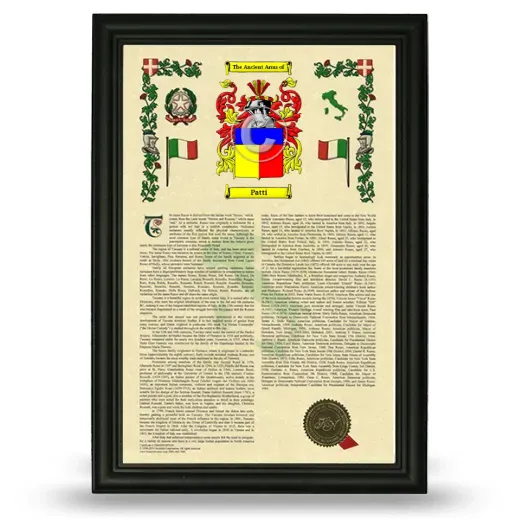 Patti Armorial History Framed - Black