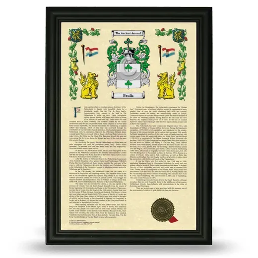 Pauliz Armorial History Framed - Black