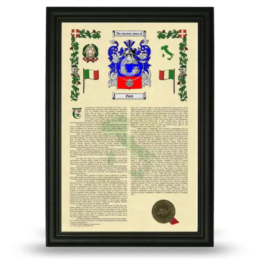 Pavi Armorial History Framed - Black