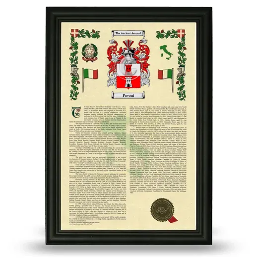 Pavoni Armorial History Framed - Black