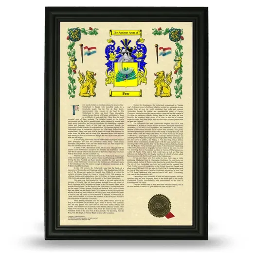 Paw Armorial History Framed - Black