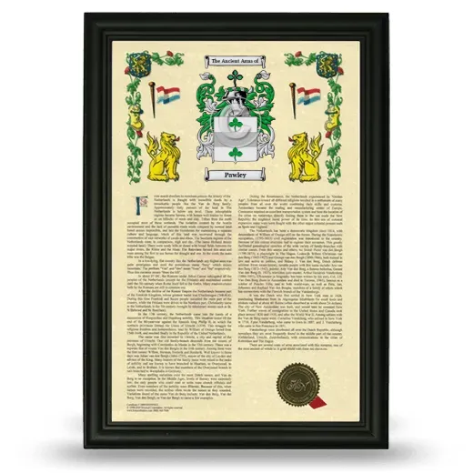 Pawley Armorial History Framed - Black