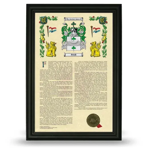 Pawli Armorial History Framed - Black