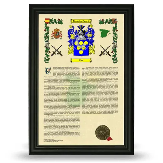 Paz Armorial History Framed - Black