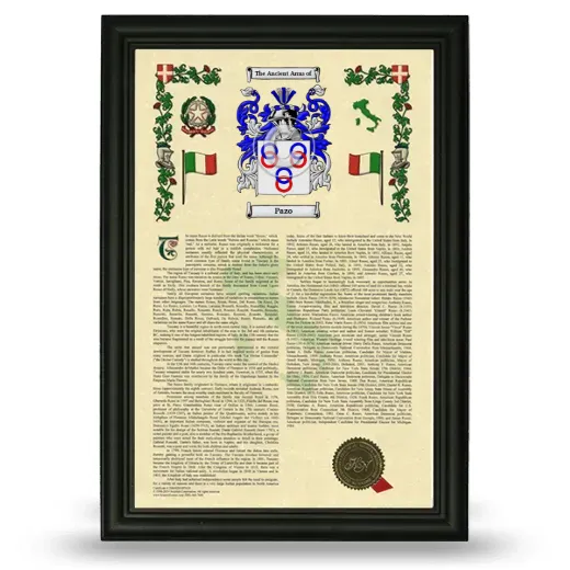 Pazo Armorial History Framed - Black